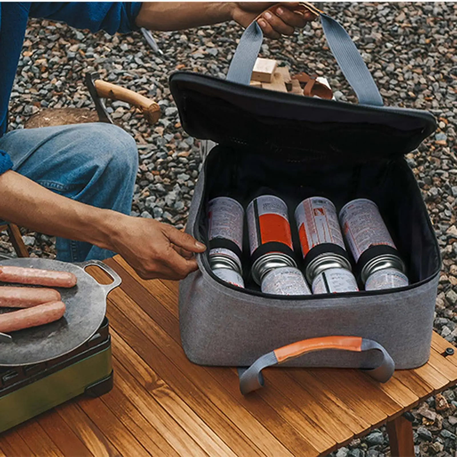 Gas Tank Storage Bag Camping Stove Carry Bag Removable Divider Grill Carrying Bag Gas Canister Bag for Outdoor Party Camping