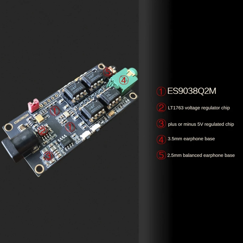 Dual ES9038Q2M Decoding Board I2S Input ES9038 Asynchronous USB Module Can Be Matched With Italian Interface Easy Install