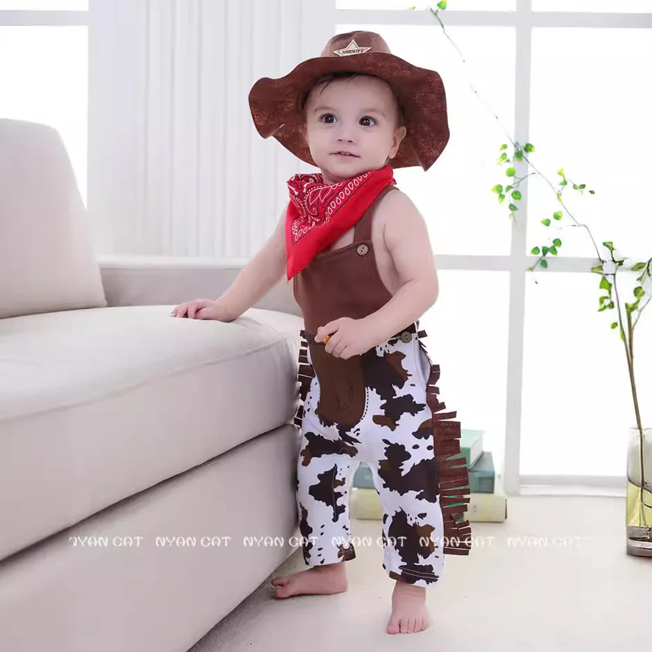 Cowboy Cow Boy Costume Rompers for Baby Boys Toddler Infant Halloween Christmas Birthday Party Cosplay Fancy Dress