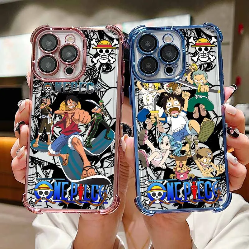 

Anime One Piece Luffy For Redmi K50 15 15C Note 15 14 13 12 11 10 Plating Anti-Fall Cool Soft Phone Case