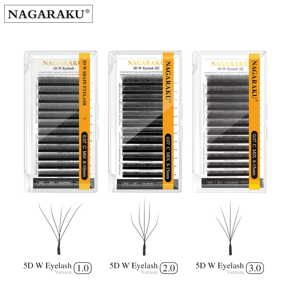 NAGARAKU New Style 5D W 1.0/2.0/3.0 Eyelash Extensions Different lengths Mega Volume Premade Fans Soft Full Dense Lashes