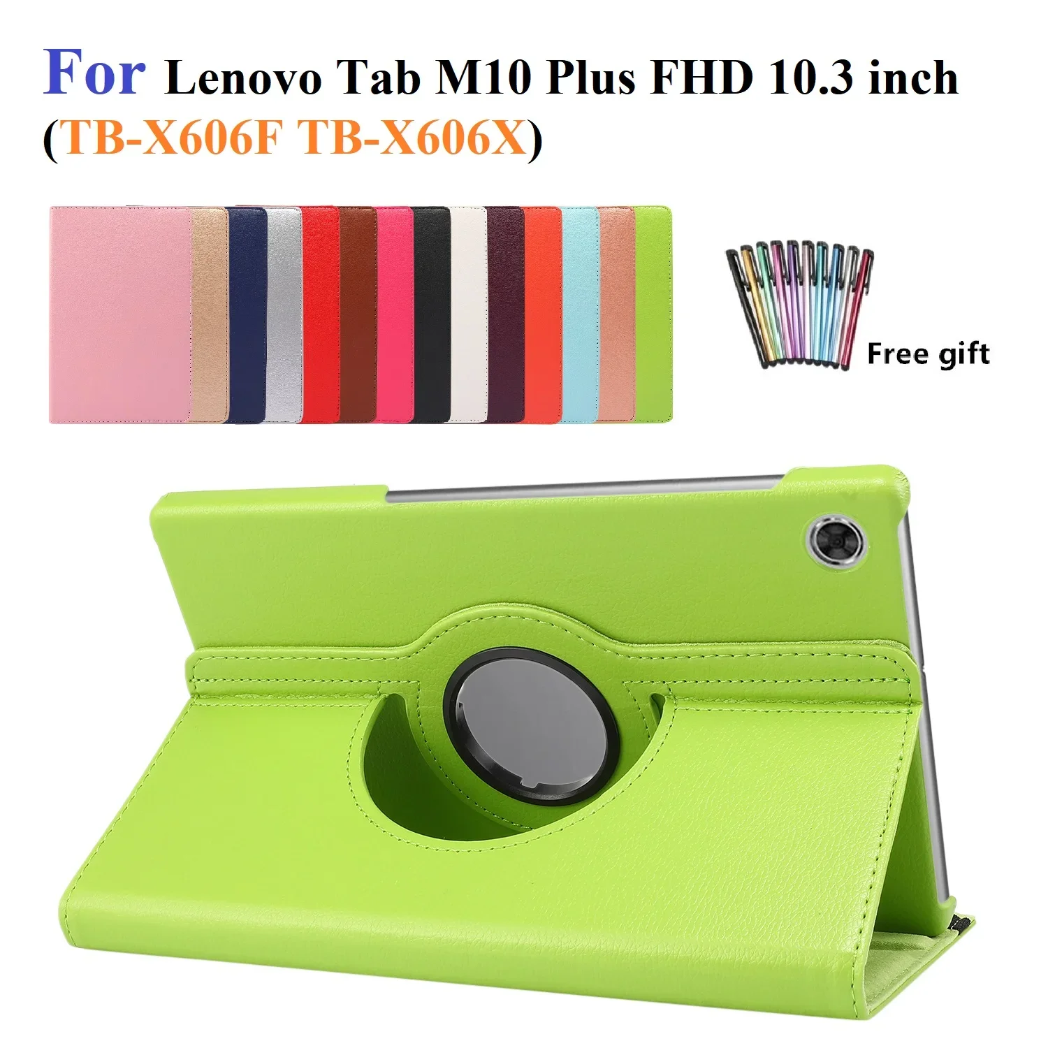 Capa protetora para lenovo guia m10 fhd plus, estojo de couro pu com caneta para guia m10 plus fhd tb-x606f 10.3