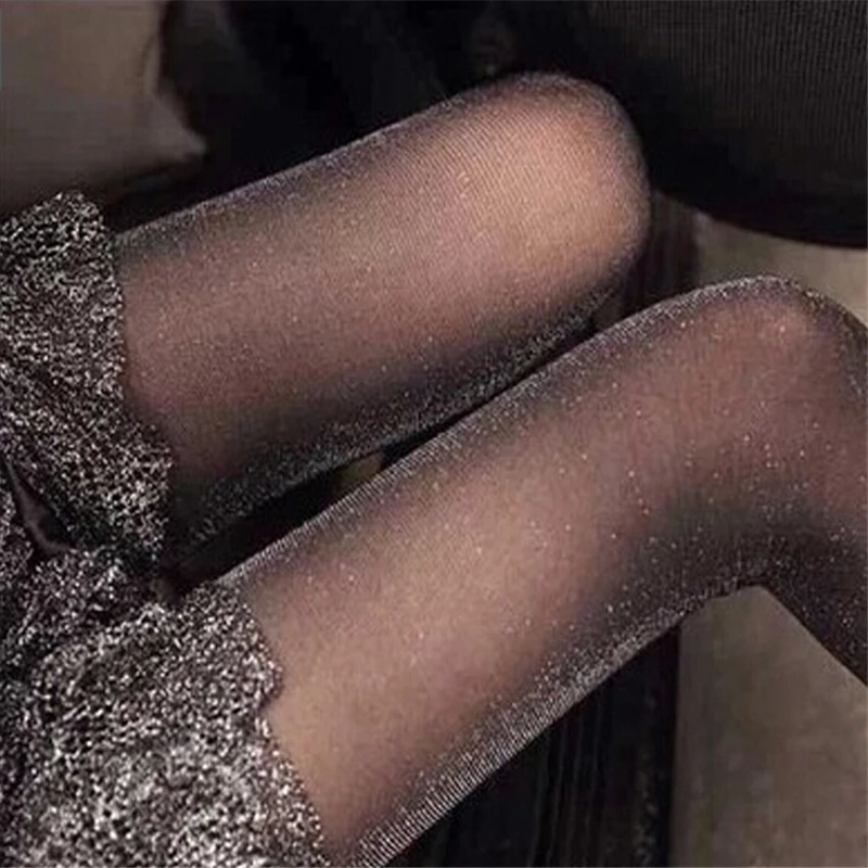 New Shiny student girl Pantyhose The silver wire shines brightly Stockings Womens Glossy Glitter female medias sexys Club Tights