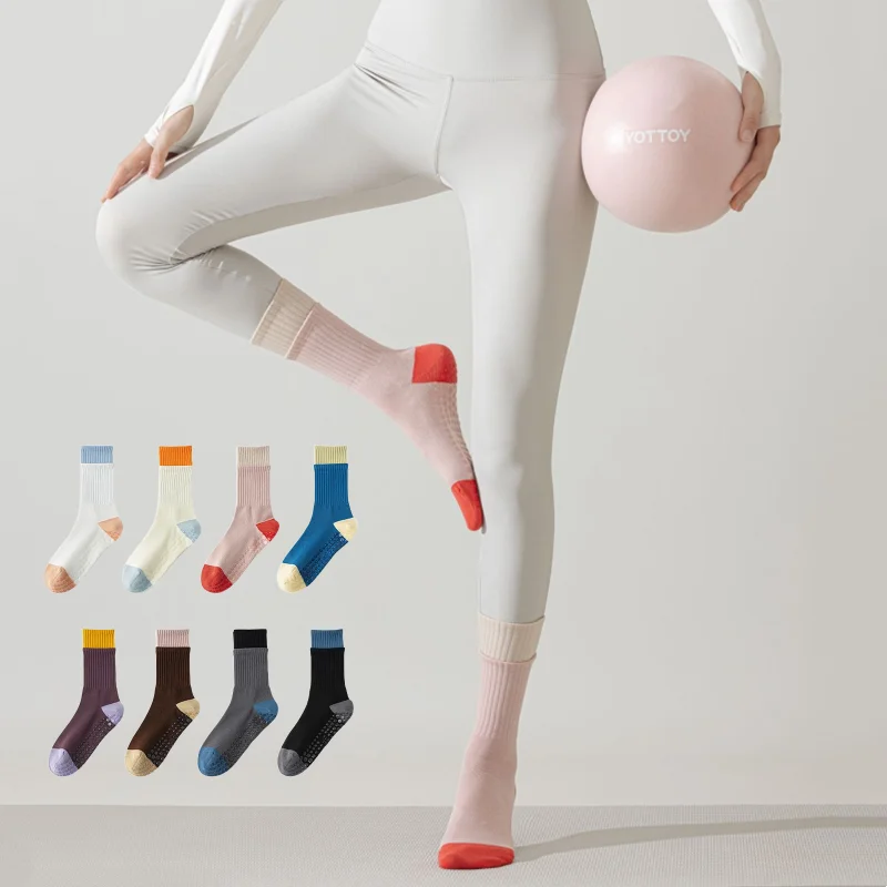 

Носки для йоги, нескользящие силиконовые профессиональные женские носки для пилатеса, танцев, спортивные носки для тренажерного зала, фитнеса, тренировок в помещении, напольные носки, носки