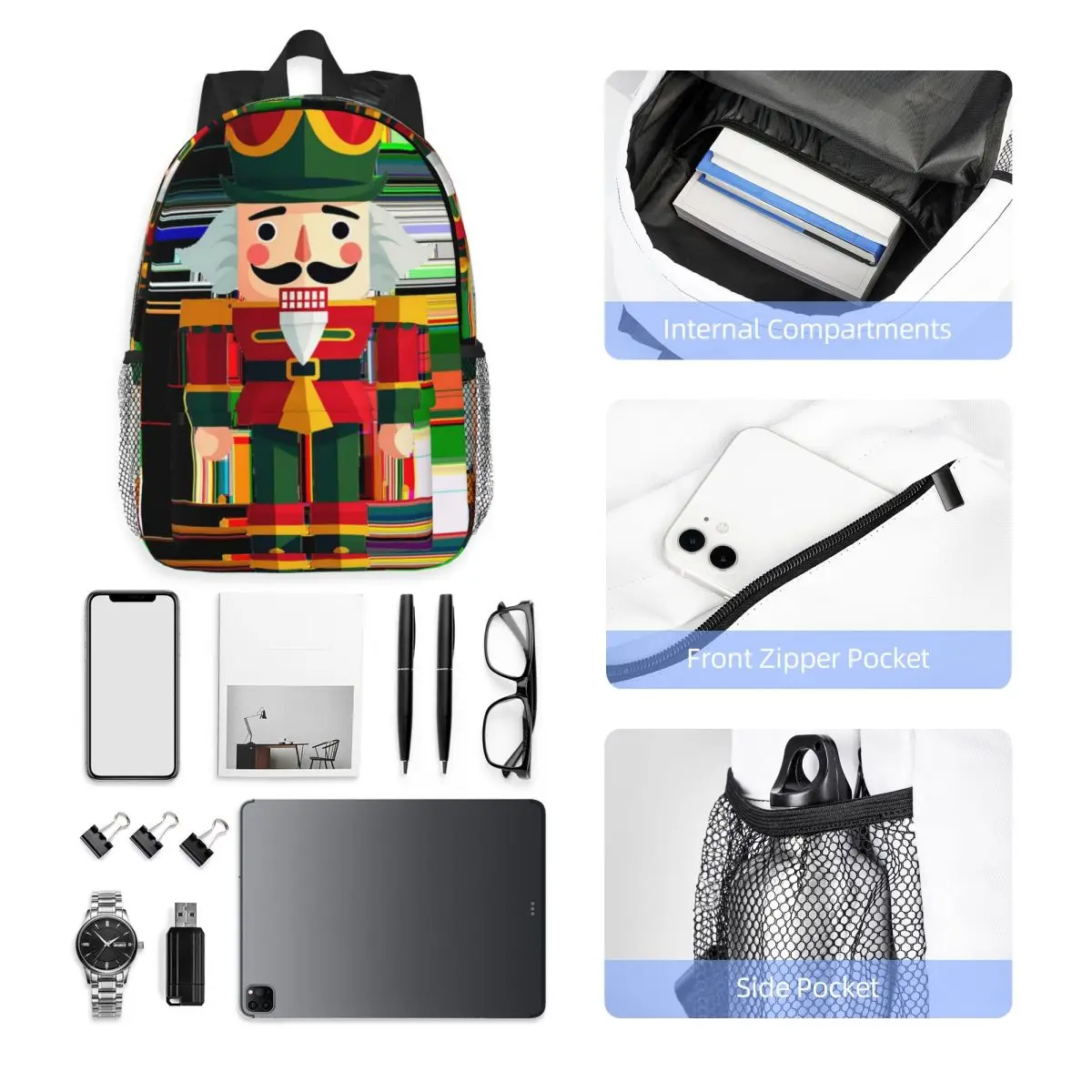 كسارة البندق لعبة الجندي هدية عيد الميلاد على ظهره رائجة البيع Daypack بنين بنات BookBag حقائب الكتف للرجال النساء حقيبة مدرسية للأطفال