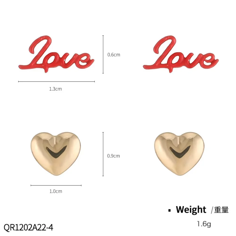 PESENAR Perfetto per San Valentino questi orecchini contengono le lettere Amore in rosso e cuori in oro
