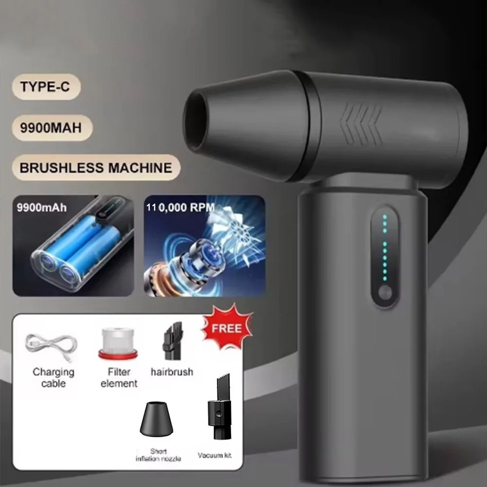 

110000RPM Mini Turbo Jet Fan High Speed 6 Speeds Adjustable Electric Air Duster Rechargeable Brushless Motor