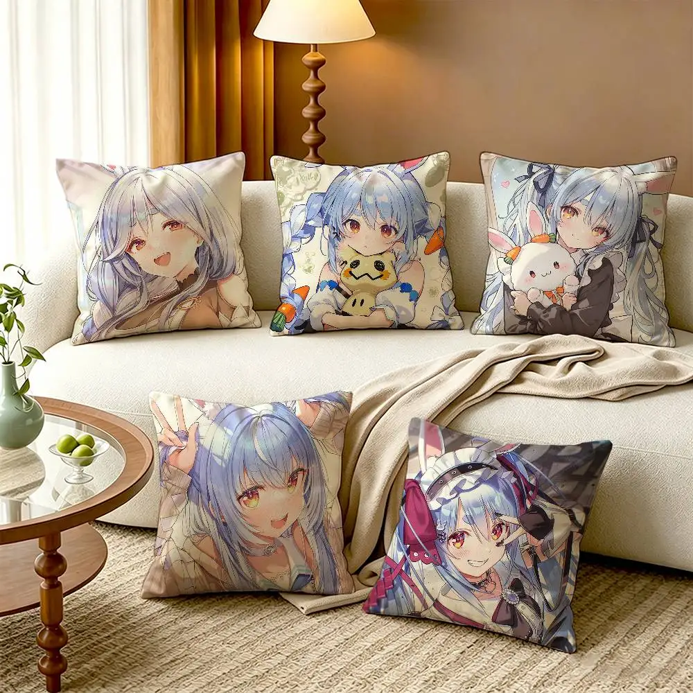 Anime Girl U-Usada Pekora Vtuber Cotton Linen Square Pillow Covers Home Decor Gifts