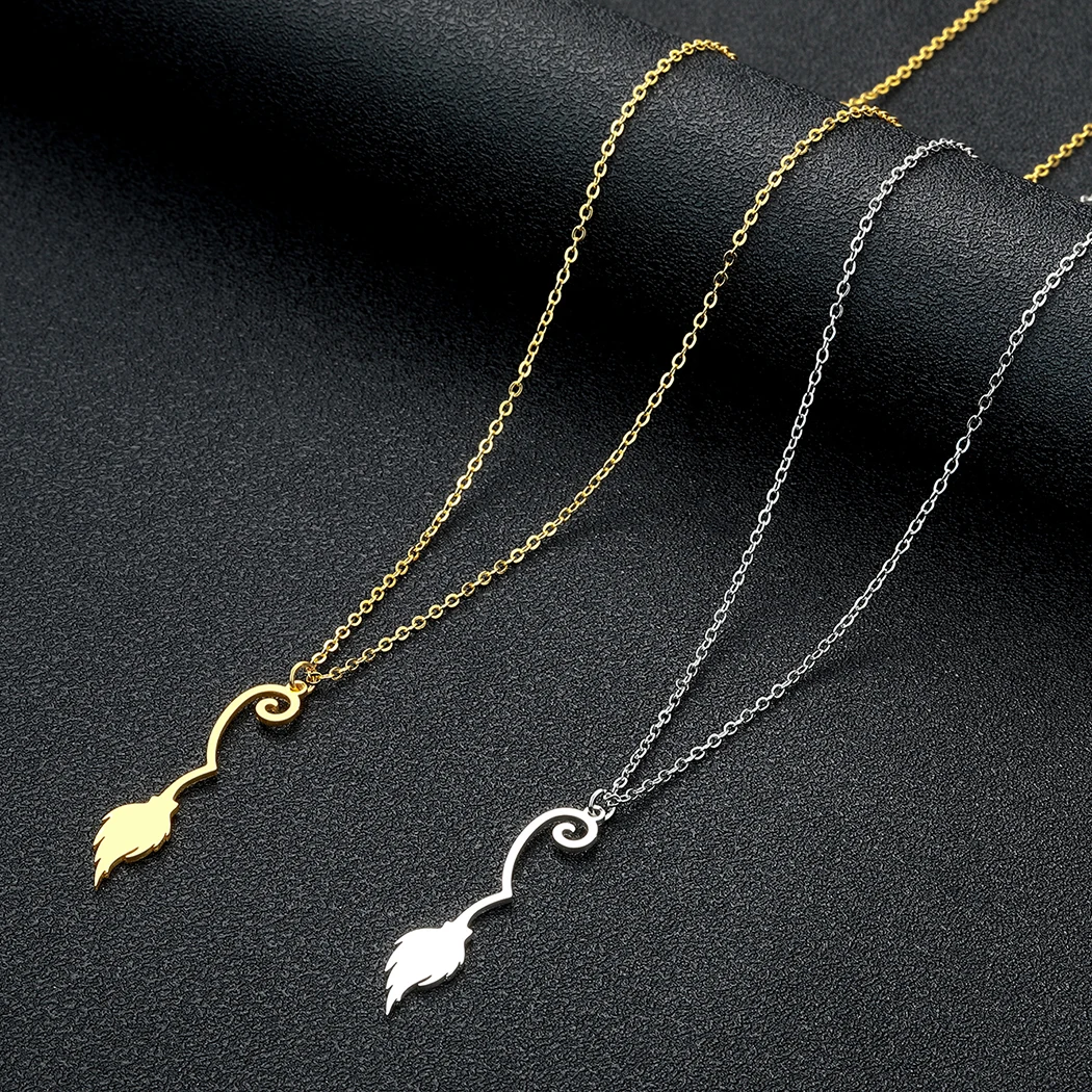 Cxwind stainless steel broom pendant, broom pendant, witch broom broom necklace batch delivery