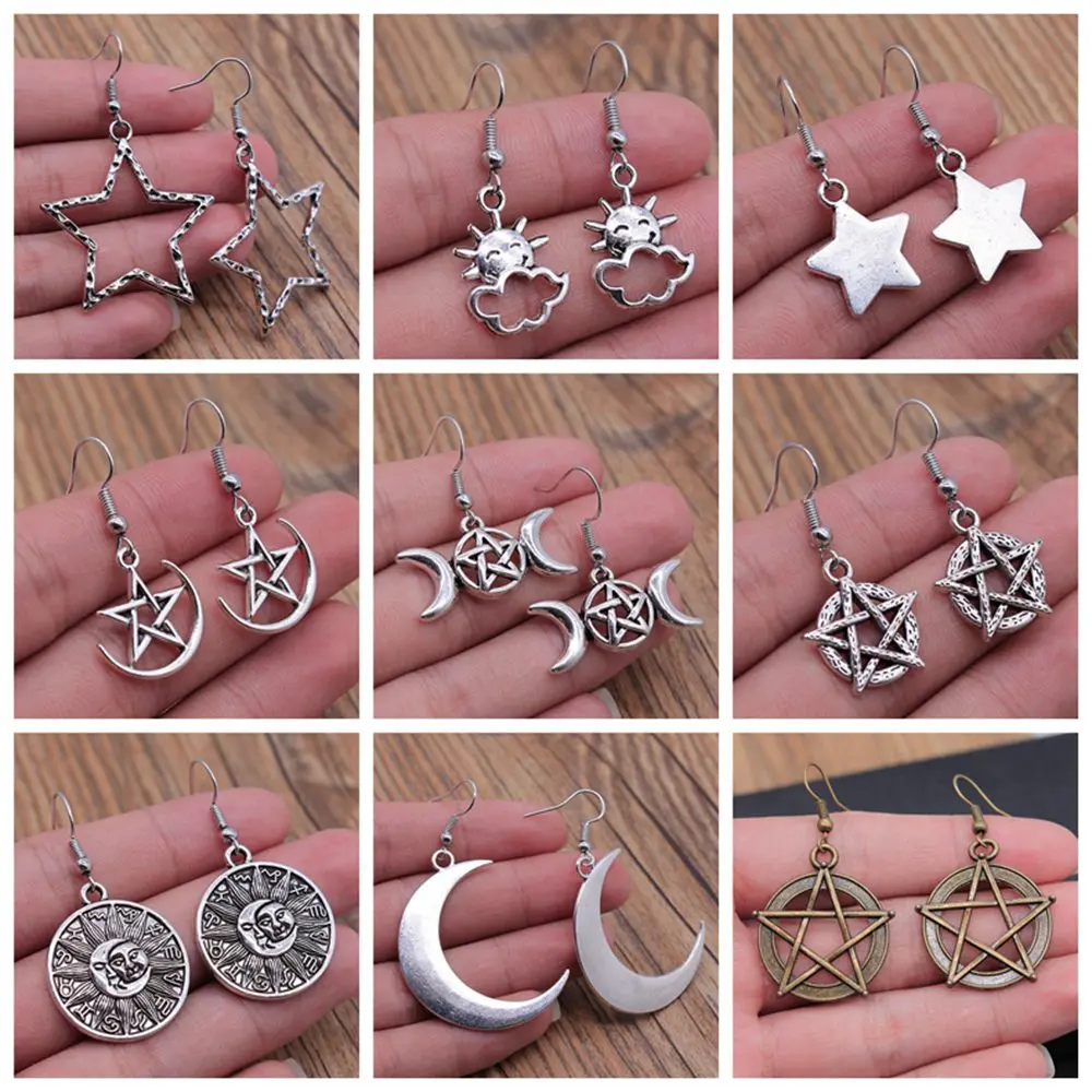 1 Pair stub earring Stars Moon hoops fashion hot sale cute earrings earrings small earrings long