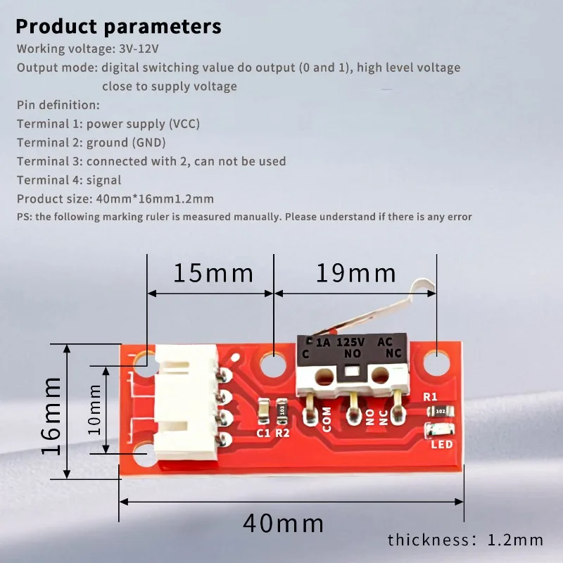 10PCS Mechanical Endstop Limit Switch Touch Switch Module with Cable 3D Printer Parts RAMPS 1.4 Mega2560 Control Board