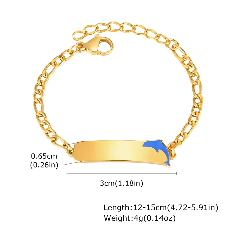 Bracciale per bambini con nome personalizzato in acciaio inossidabile 365 con testo fai-da-te a forma di cartone animato per regalo di gioielli di compleanno regolabile per bambini