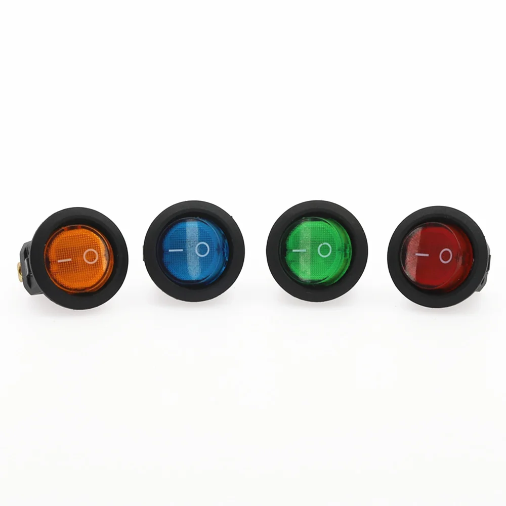100Pcs 12V LED illuminuted rocker switch 20A 12V push button switch Car button lights ON/OFF Round Rocker Switch Dash