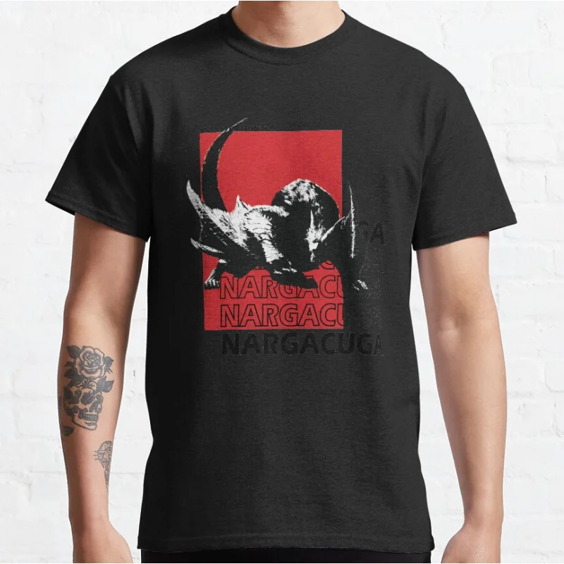 

Black And White Nargacuga Vintage Anime video game Monster Hunter cartoon Graphic T Shirts large size Adult tops S-6XL