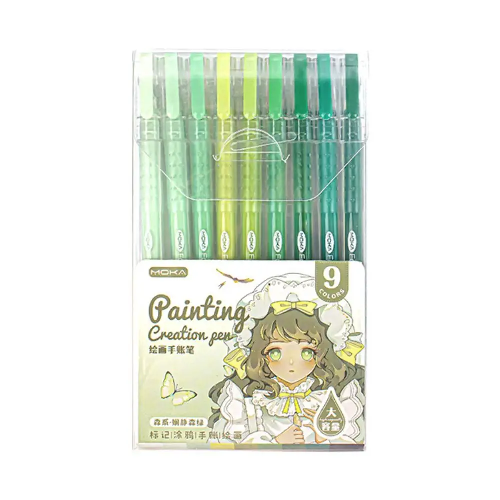 Portable 9-Colors Highlighter Drawing/Painting/Graffiti Learning Markers Watercolor Pen Art Stationery Colour Pen