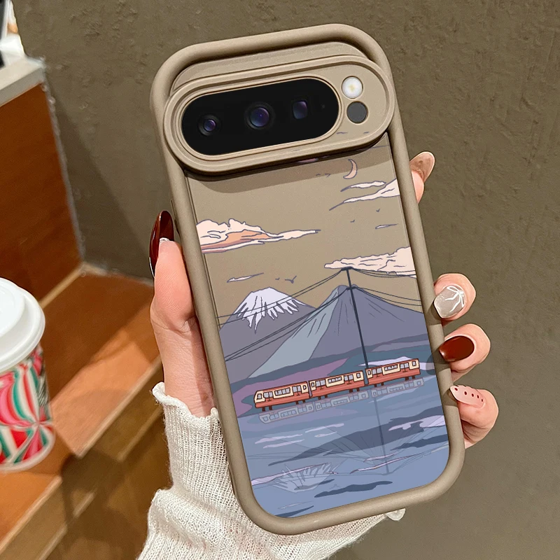 Einfarbige TPU-Hülle mit Landschaftsmuster für Google Pixel 10 8 7 Pro 8A Pixel 9 Pro XL, stoßfeste weiche Silikon-Schutzhülle – Detail 11