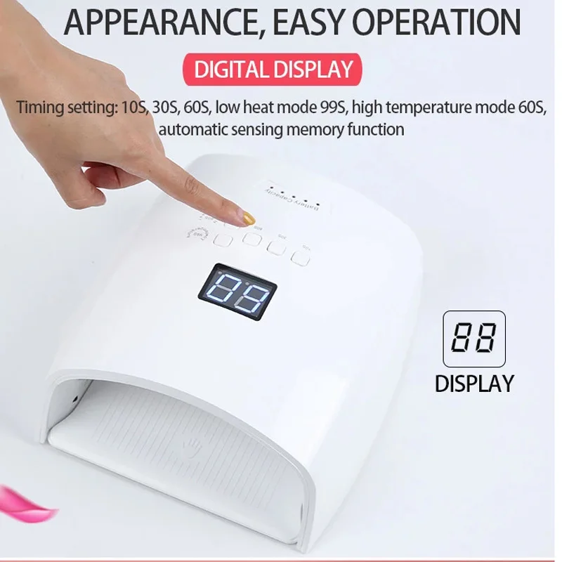 Apparecchio wireless professionale portatile per polimerizzazione delle dita, smalto per unghie, asciugatrice, batteria ricaricabile, lampada UV da tavolo a doppia luce a LED