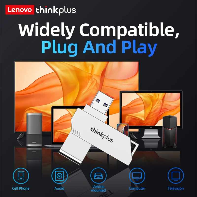 ThinkPlus dla Lenovo USB 3.2 PenDrive 64GB 128GB 256GB Pamięć flash USB 3.2 do telefonu, laptopa lub wersji większej