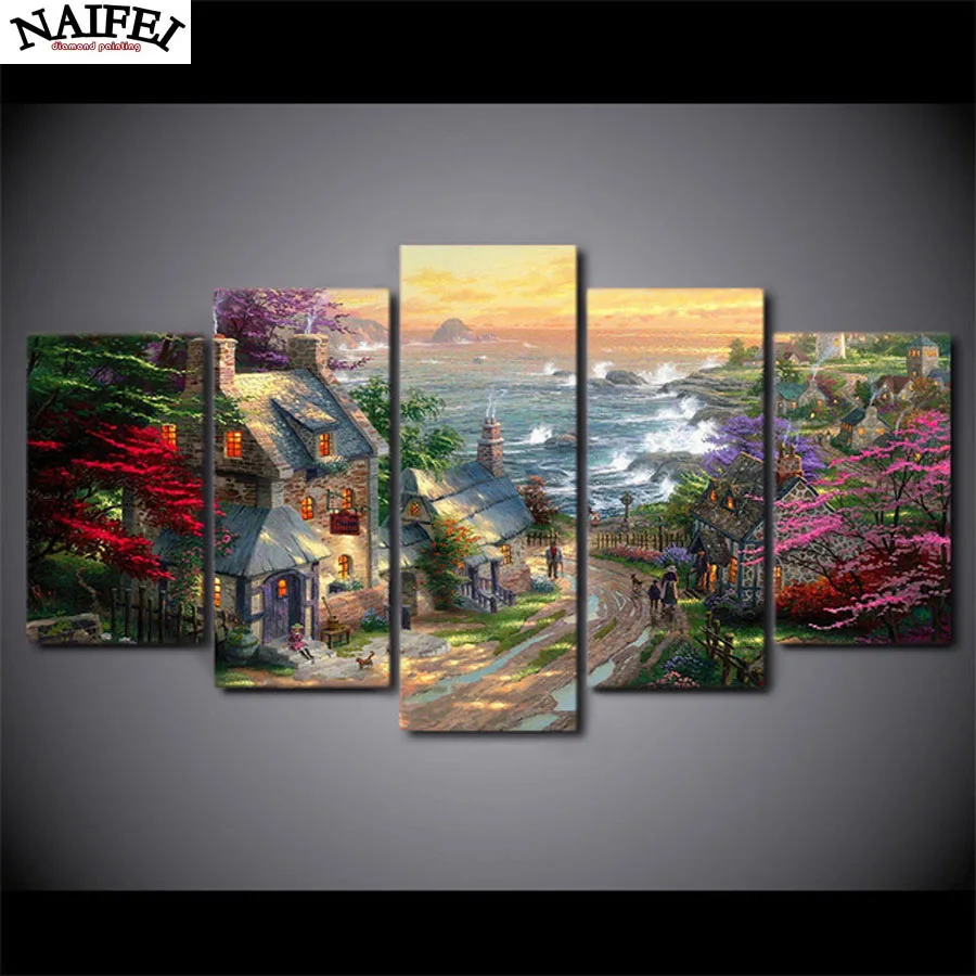 

Full Square 5D DIY Diamond Painting, Cartoon, Fairy Tale Castle, Cross Stitch, Mosaic, Stickers, Home Decor, 5 Pcs