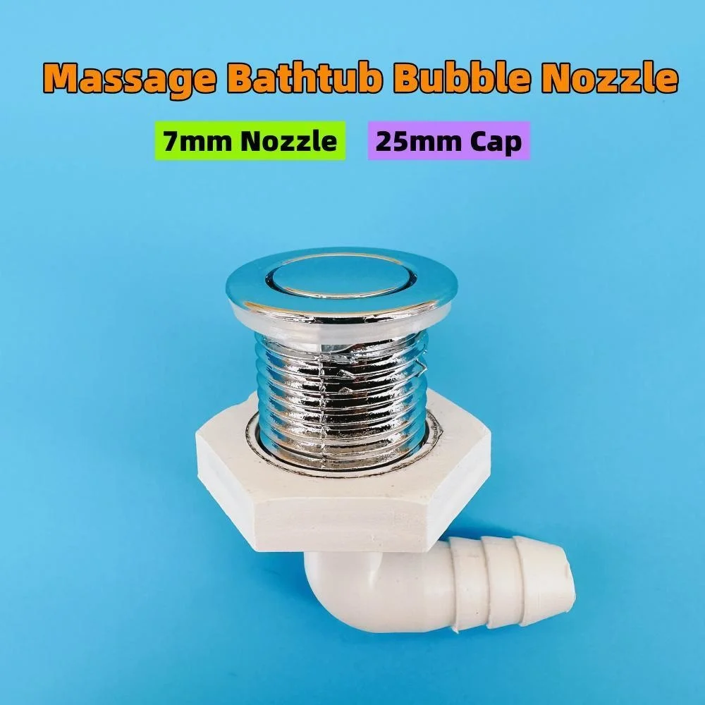 

7mm Nozzle 25mm Cover Ultra-thin Curved Bathtub Bubble Nozzle Chromed Cap PVC Base Hot Tub Air Jet Massage Bathtub Jet Nozzle