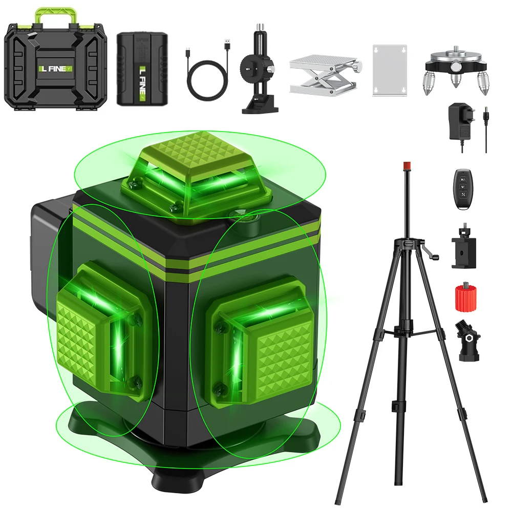 Lfine 4D 16 Lines Laser Levels 360°Self-leveling with Tripod and Suitcase Professional Horizontal And Vertical Laser Level Tool