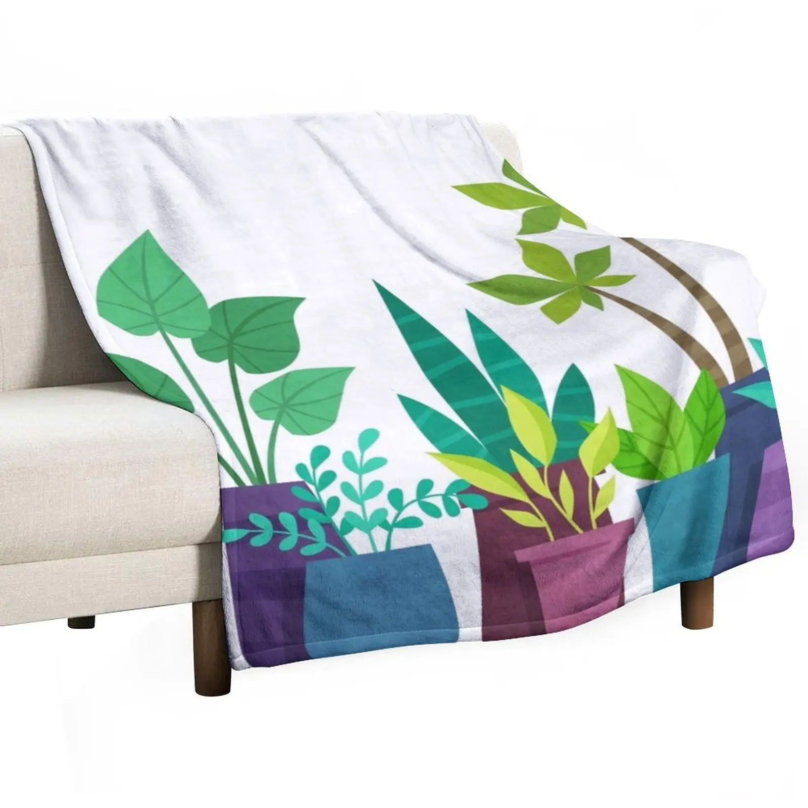 Houseplants Throw Blanket Tourist Bed Flannel Blankets