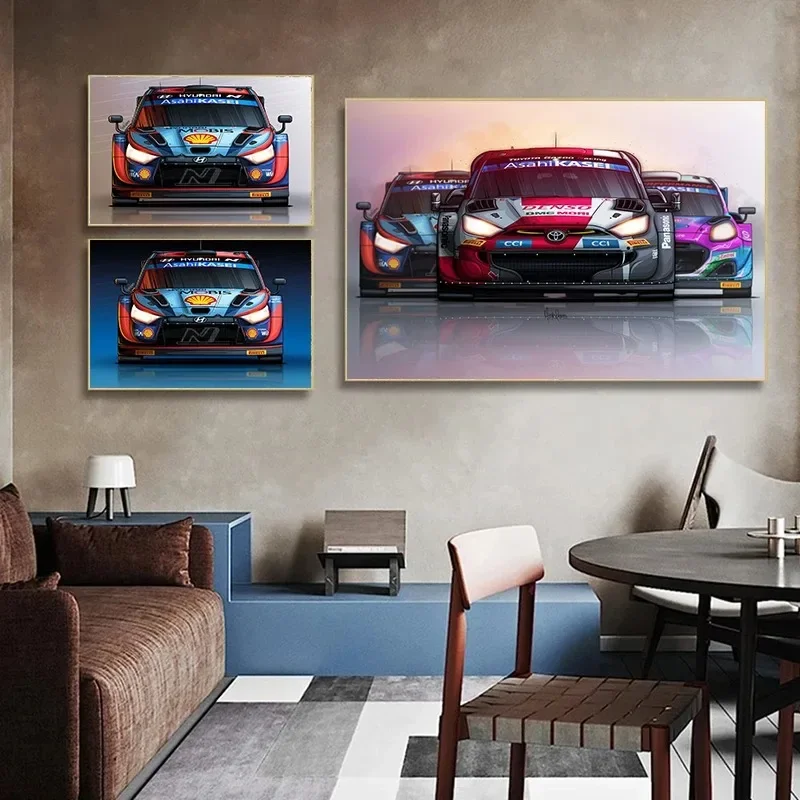 Summary M á rio Ramos  Wrc Collection 2024 Modern i20 Rally 1 Wrc Canvas and Printmaking Wall Painting Home Decoration