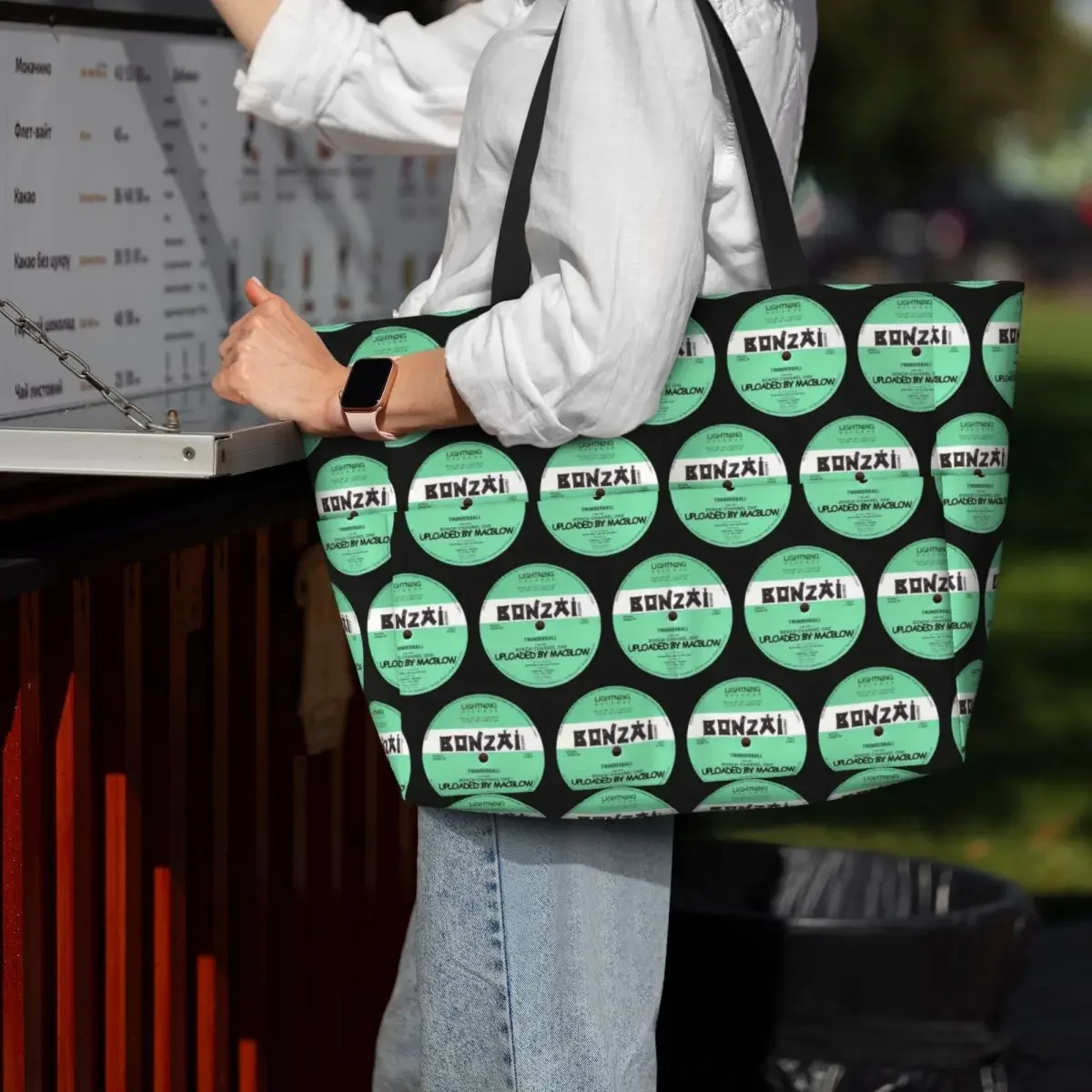 Bonzai Records Beach Tote Bag Sport Gym Yoga Duffle Large Tote Bag Women Travel Bag Fitness bag