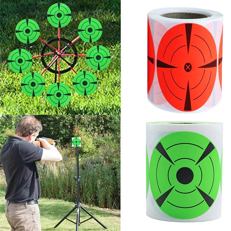 Piezas de tiro de 3 pulgadas, Rollo fluorescente verde/rojo, pegatina de puntería, arco, flecha, Dardo, papel de tiro, entrenamiento de dardos, 250