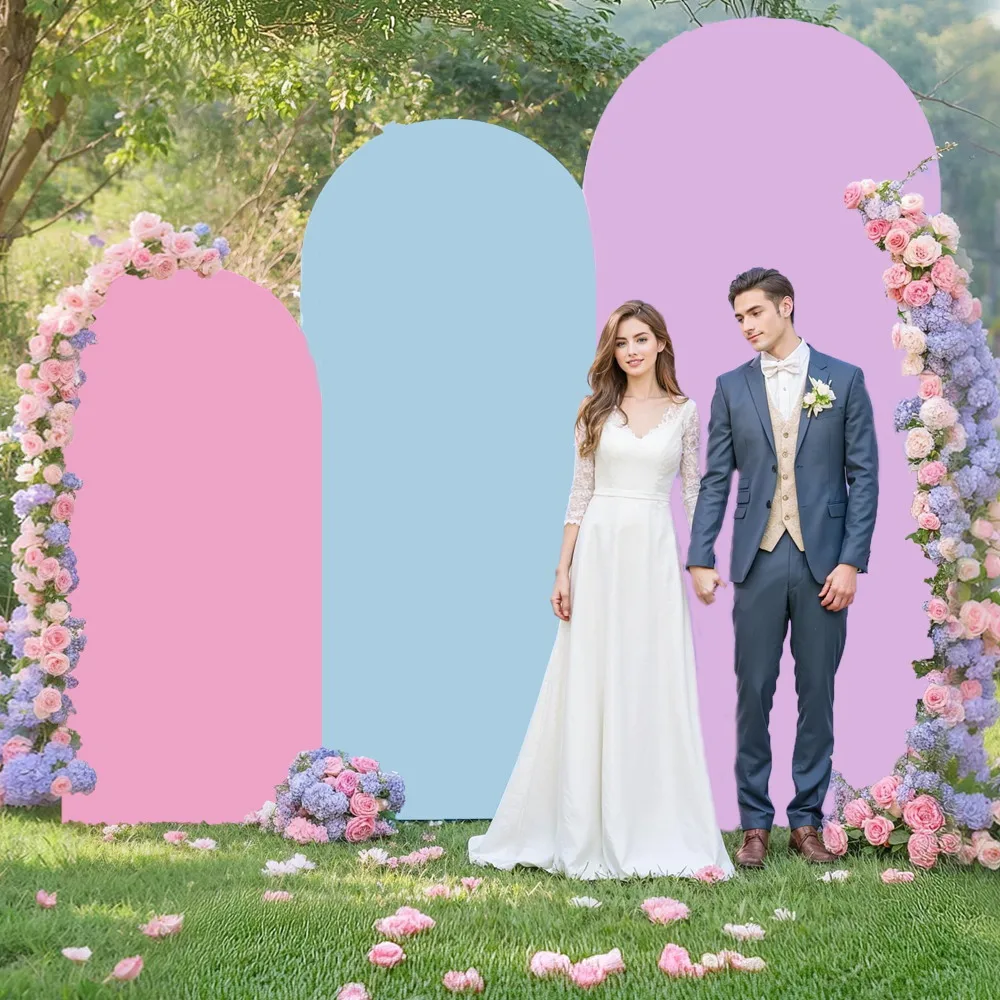 Pink Purple Blue Arch Backdrop Cover Spandex Fitted Wedding Arch Stand Covers Baby Shower Birthday Party Decor Arched Background