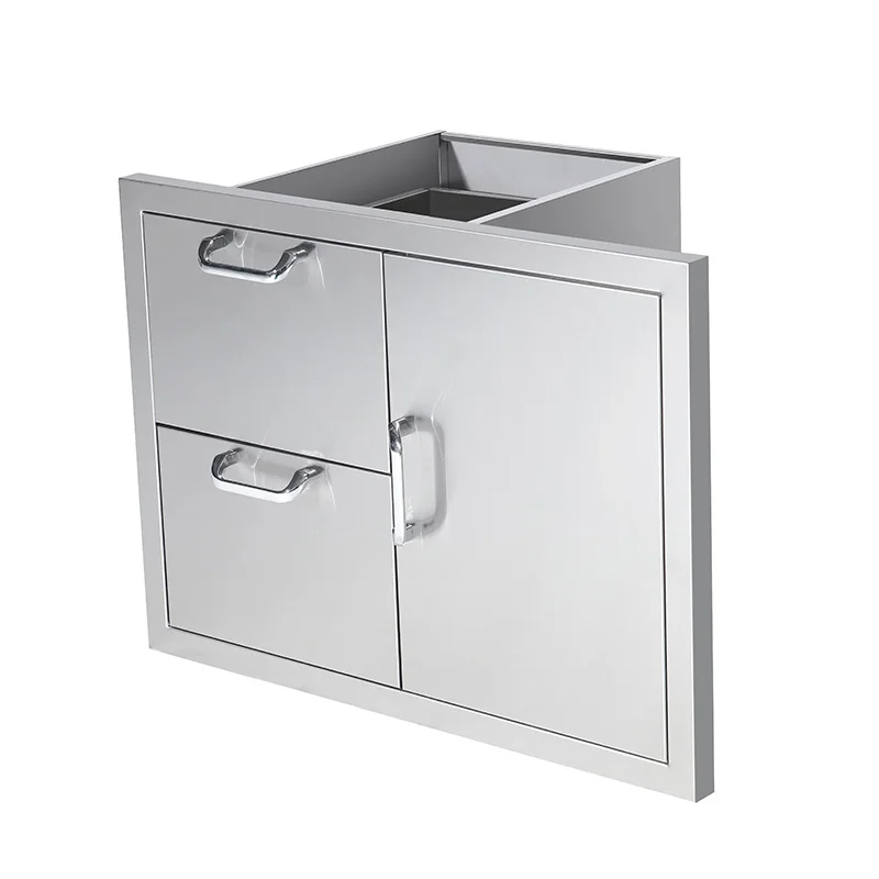 Outdoor Modular Furniture Cabinet Modern Stainless Steel Two Drawers Single Door Kitchen Cabinet