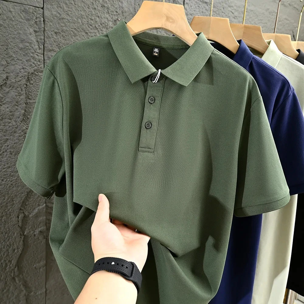 New Men's Short Sleeved T-Shirt Solid Color Casual Collar T-Shirt, Suitable for Daily Commuting and Weekend Wear