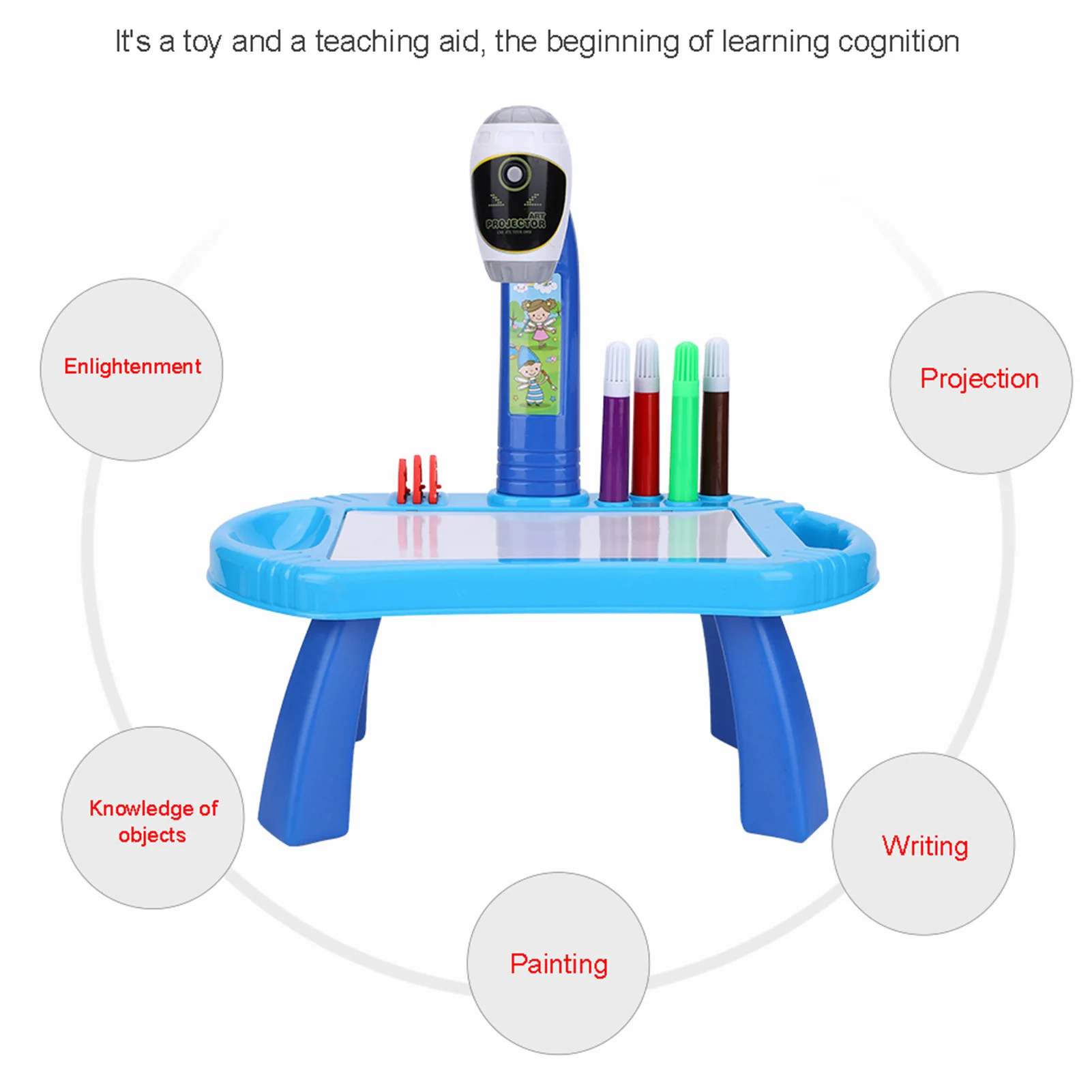 Juego de juguetes educativos de dibujo, proyector de pintura, tableta de escritorio, herramienta de aprendizaje, regalos, ZK40