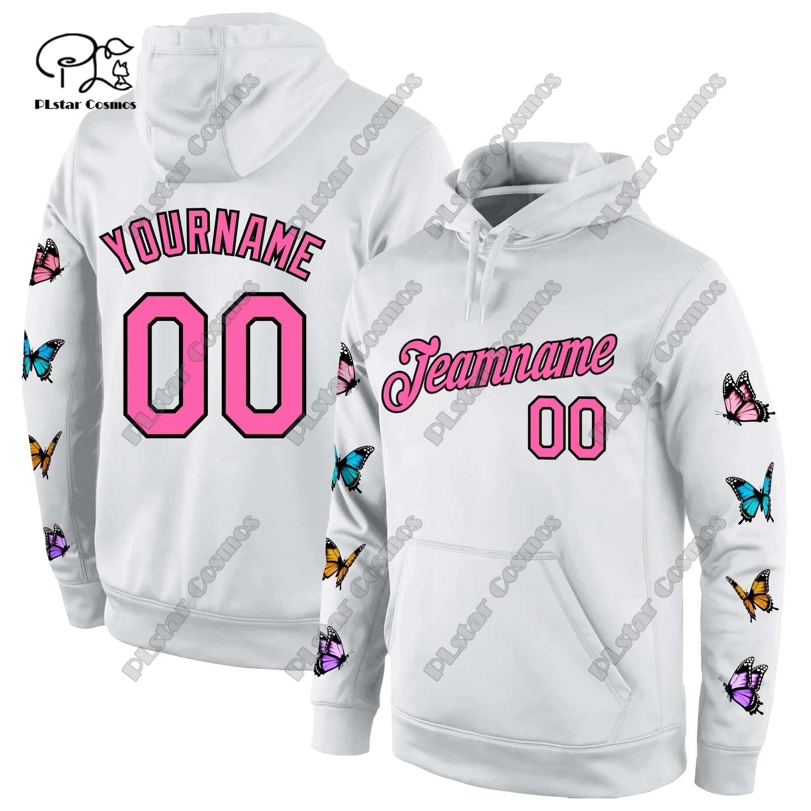 New Custom 3D Printed Hawaiian Palm Tree Butterfly Flamingo Cactus Butterfly Sunflower Hoodie Women Men Casual Team Gifts