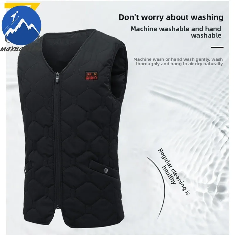 35 منطقة التدفئة سترة رجالي USB الحرارية سترة برقبة على شكل v الذكية التدفئة سترة في الهواء الطلق الشتاء الباردة واقية سميكة أكمام معطف المشي لمسافات طويلة