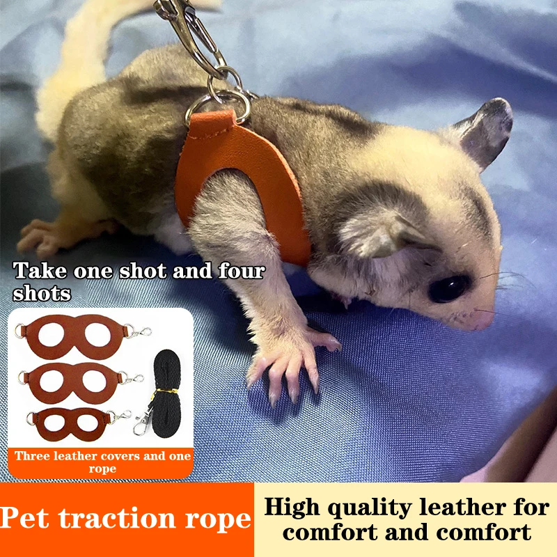 

4Pcs Small Pets Chest Strap Hamster Squirrel Leash Anti Bite Traction Rope Sugar Glider Windproof Special Anti Lost Rope