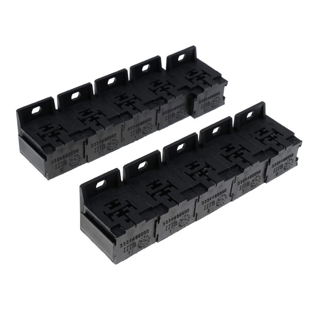 Pack of 10 5 Pin Car Relay Socket Holders 6.3mm Terminals Automotive Alarm Clock Pops-Up Door Fan Electronic Accessories