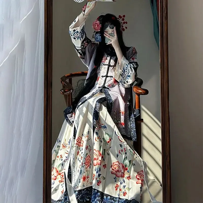 Original New Hanfu Round-neck Ethnic Clothing, Chinese-style Heavy Horse Face Skirt Set Chinese Traditional Dress