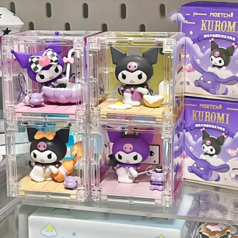 Sanrio Blind Box Kuromi Cukierek albo psikus Śliczna seria figurek anime Miniaturowa scena Urodziny Prezent świąteczny Dec Kawaii Zabawka dla dzieci