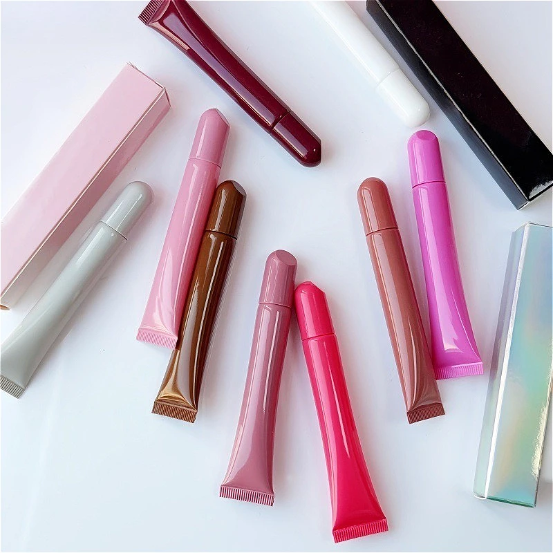 10ml Slanted Cap Squeeze Tube, Multi-Color Lip Balm Gloss Container, Empty Cosmetic Packaging for Lipstick
