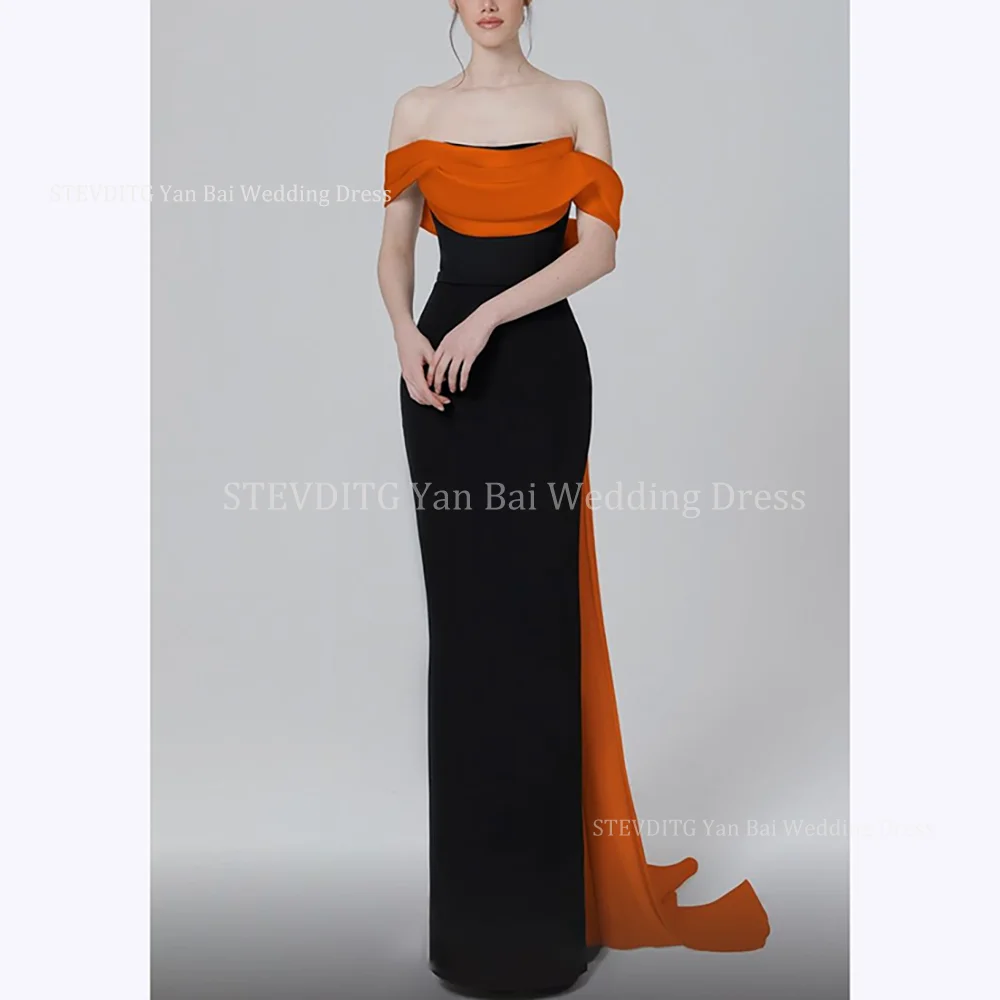 

Elegant Prom Dresses Contrast Color Evening Dress Sleeveless Off The Shoulder Mermaid High Quality Formal Party Prom Gown