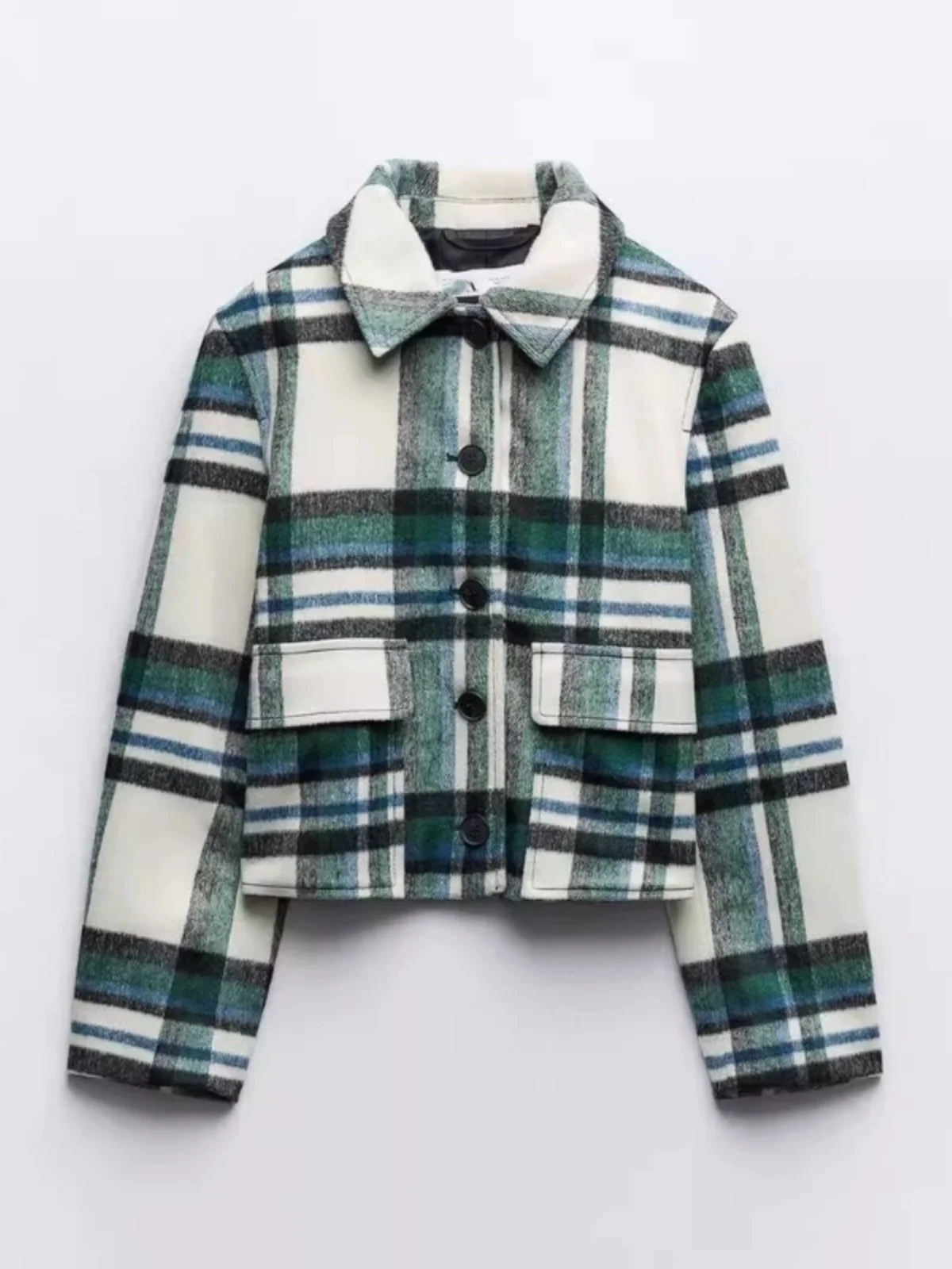 Automne hiver ort Plaid laine Jaet femmes Faion Patch ket décoré manteau nouveauté 2025 printemps Collection