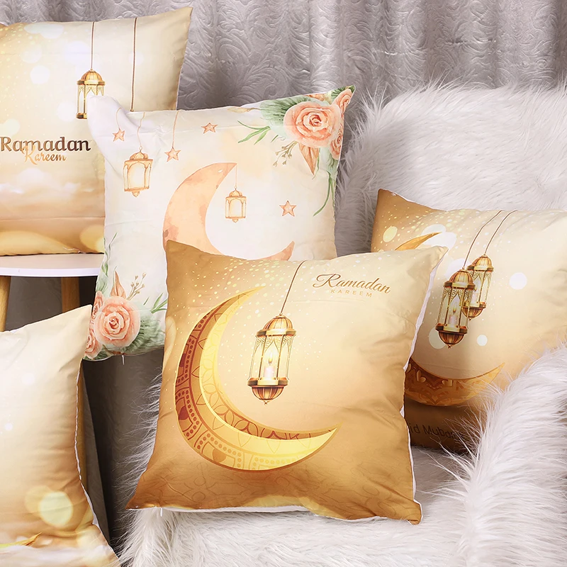 عيد مبارك غطاء الوسادة رمي وسادة رمضان الديكور للمنزل الإسلامي مسلم ديكور الحفلات العرض عيد الأضحى المخدة #2