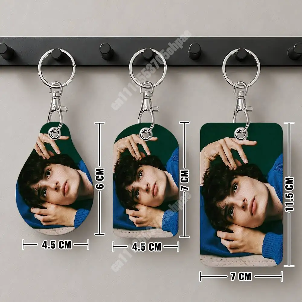 F-Finn W-Wolfhard Mike Wheeler Leather Keychain Card Holder for Airtag & Access Cards Modern Bus Pass