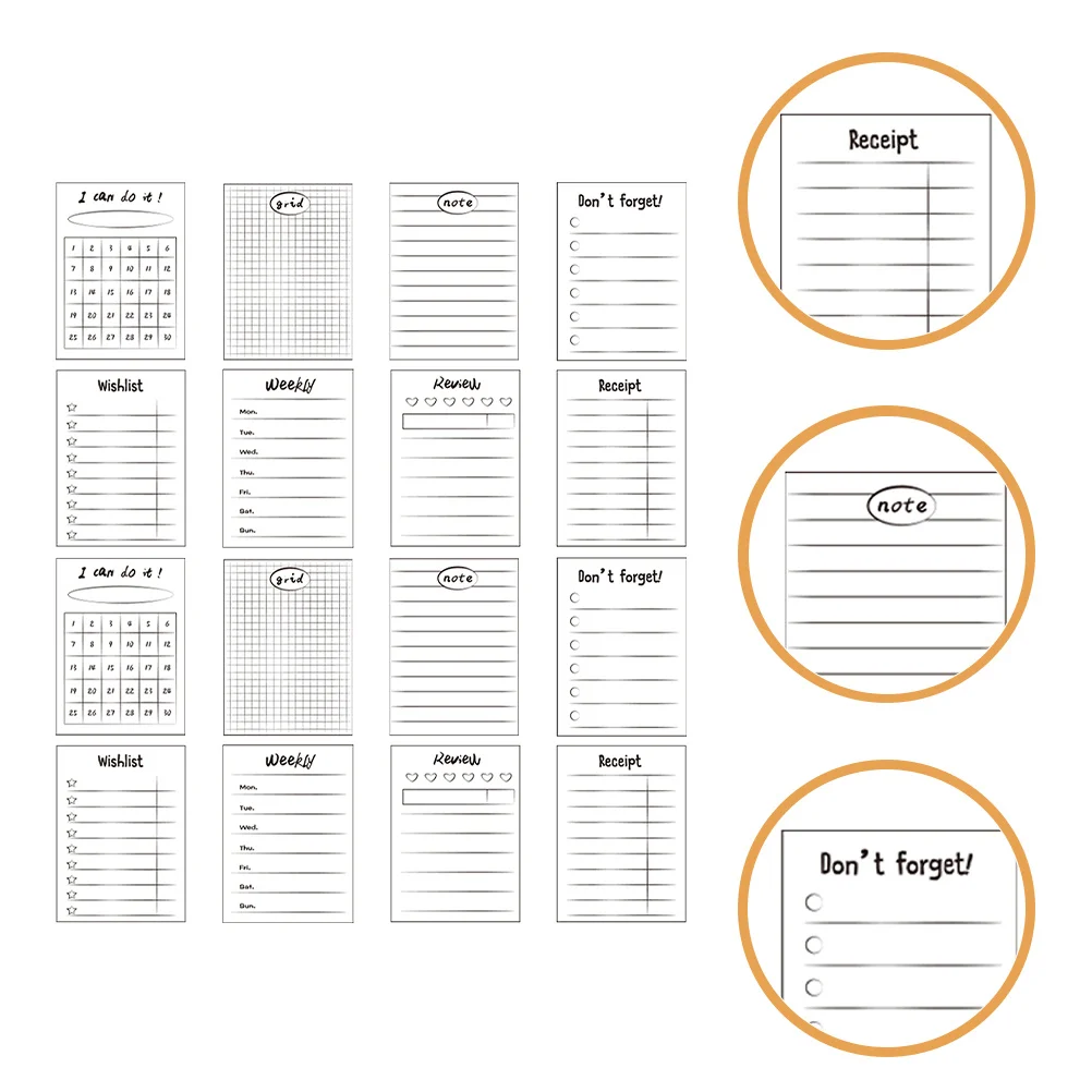

16Pcs Memo Pads Nonstick Small Note Paper Portable Schedule Planning to Do List Writing Pads Office School Supplies