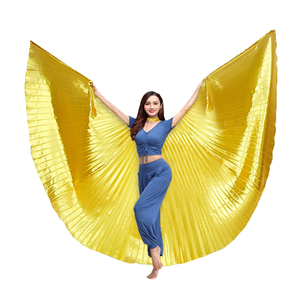 Belly Dance Wing with Telescopic Stick Adult Costumes Ladies Dancing Props Parties Festivals Accessories Lake Blue