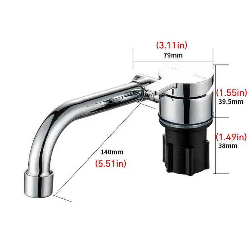 Grifo de agua plegable para autocaravanas, grifería de fregadero de cocina de construcción de latón, cromado, pulido, a prueba de óxido