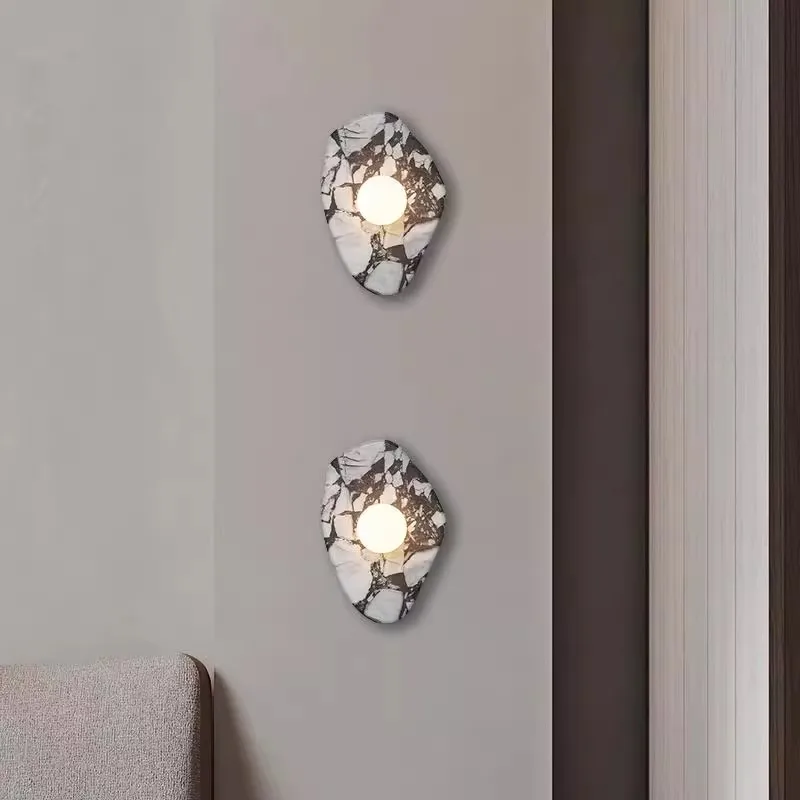 مصباح حائط رخامي مخطط، غرفة المعيشة، غرفة نوم الفندق، بجانب السرير، الممر، مصباح حائط على طراز بولغاري