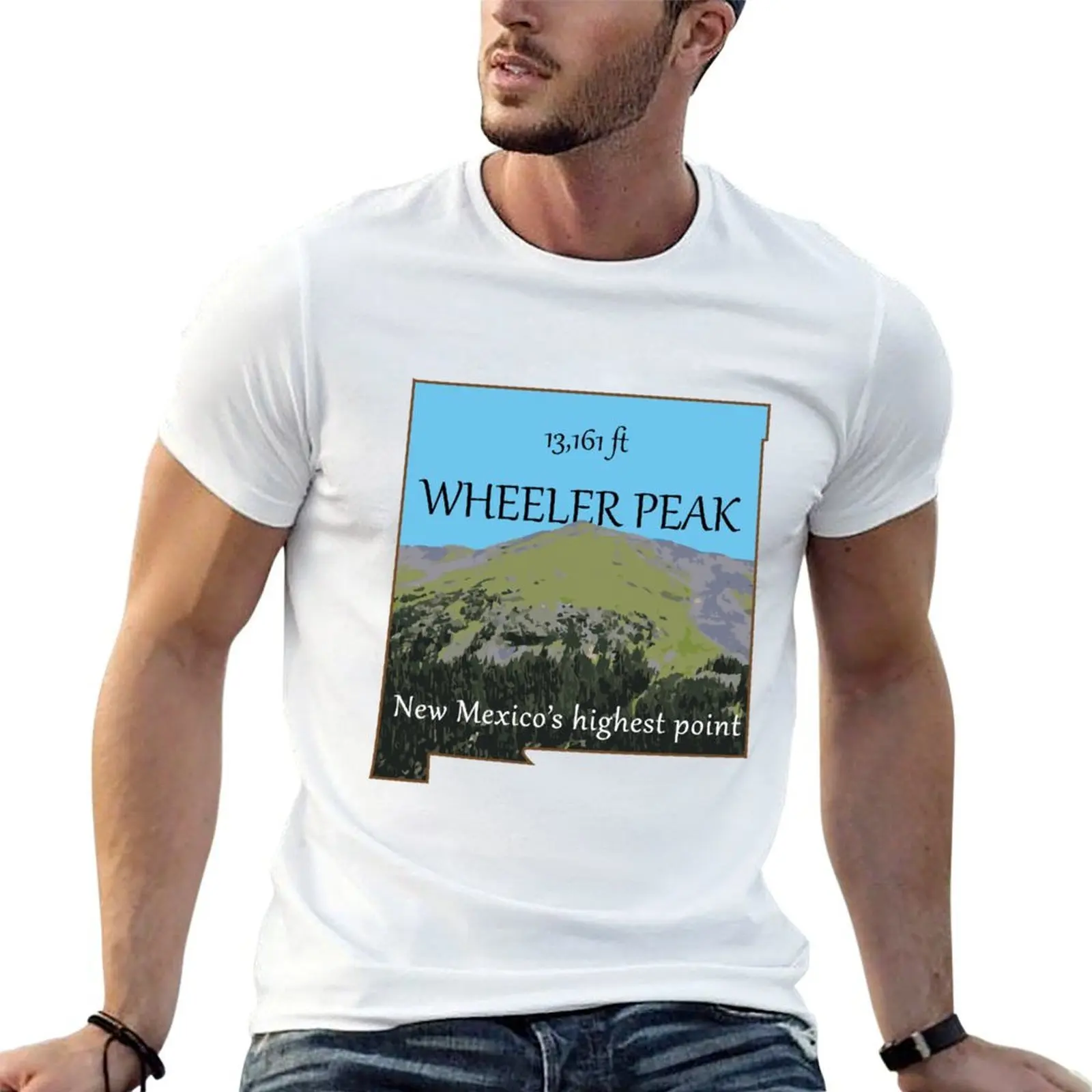 

New Mexico's Wheeler Peak illustration T-Shirt funny t shirts man cotton t shirt man T-Shirt