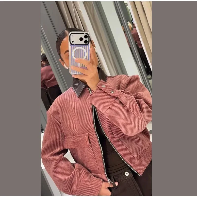 Damen Spitzen-Blazer-Jacke mit V-Ausschnitt, langen Ärmeln und Schnürung an der Taille, kurzer Mantel, Herbst 2026, High-Street-Oberbekleidung – Detail 26
